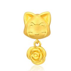 黄金手链足金3D硬金转运珠阿狸家族系列玫瑰花GC50