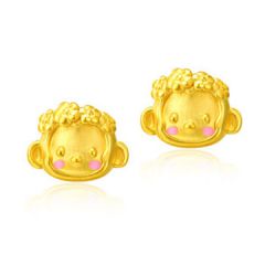 黄金耳钉3D硬足金萌公主耳钉GE00118